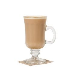 Glass coffee cup. Mug isolated on white background.