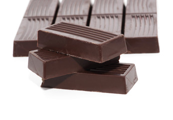 chocolate bars isolated on white background