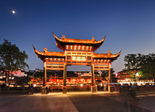 Fototapeta China Nanjing Wooden Gate lights