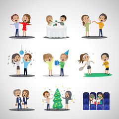 Friends And Friendship, Social People Set - Isolated On Gray Background - Vector Illustration, Graphic Design, Editable For Your Design