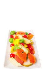 Mix variety of pickled fruit of papaya, mango, cherry and jicama