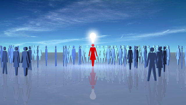A woman with an idea attracts followers.