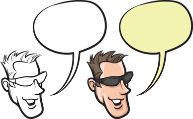 cartoon smiling man in sunglasses face