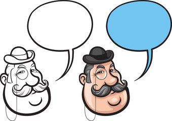 cartoon retro rich man face