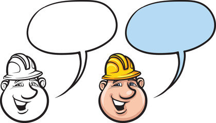 Obraz premium cartoon smiling construction worker face
