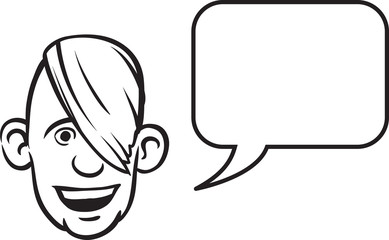 whiteboard drawing - cartoon face with speech bubble