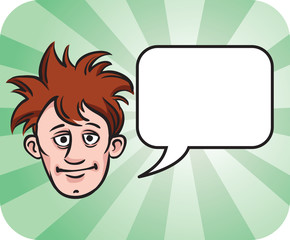 dishevelled face with speech bubble