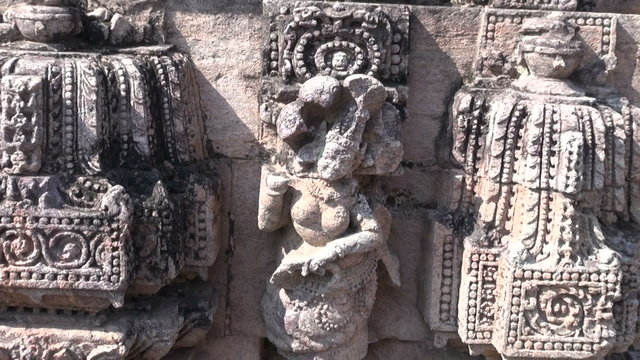 carvings   in  ancient Surya Temple Konark, Odisha, India