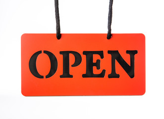 open signboard on white background
