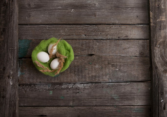 Easter eggs on wooden background