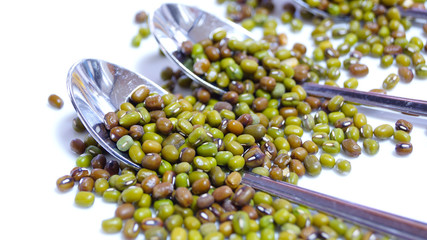 green mung beans isolated on white