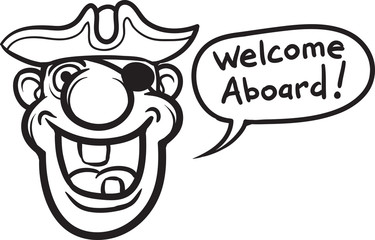 Obraz premium whiteboard drawing - cartoon motivation sticker - welcome aboard