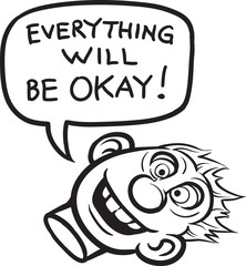 whiteboard drawing - cartoon motivation sticker - everything wil