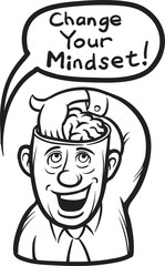 whiteboard drawing - cartoon motivation sticker - change your mi