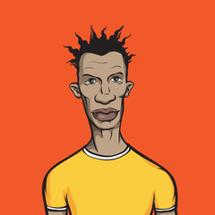 black guy in yellow t-shirt