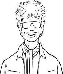 whiteboard drawing - smiling stylish young man in sunglasses