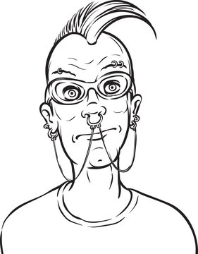 recommend clip art: whiteboard drawing - punk with face piercings