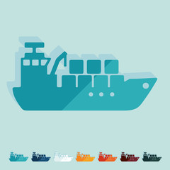 Flat design: cargo ship