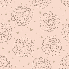 Seamless texture with flowers and hearts (vector)