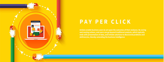 Pay per click internet advertising model - obrazy, fototapety, plakaty