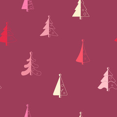 seamless background with Christmas trees