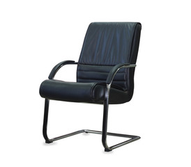 Modern office chair from black leather. Isolated