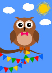 illustration of an owl at a party