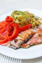 Grilled Salmon And Mixed Vegetable