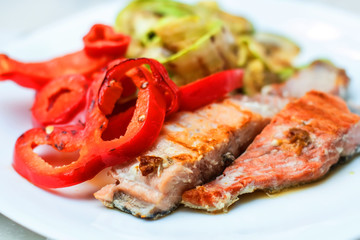 Grilled Salmon And Mixed Vegetable