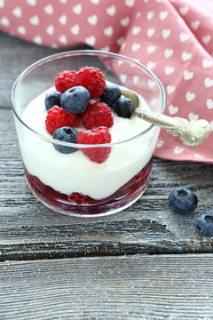 berry yogurt with raspberries