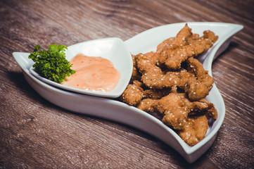 deep fried chiken breast strips