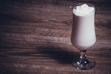 vanilla cacao chocolate milkshake in glass