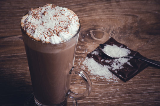 hot chocolate in high glass