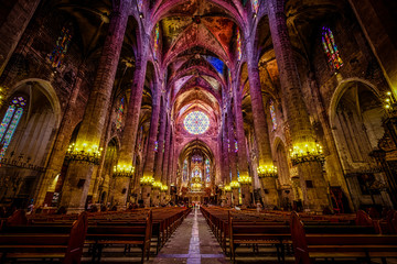 Interior of Cathedral of Santa Maria of Palma (La Seu) in Palma