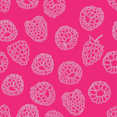 seamless pattern of delicious ripe raspberries