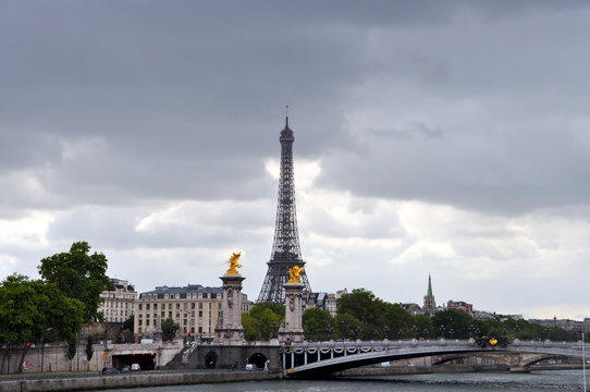 Eiffel Tower and Pont Alexandre III - Stock Image