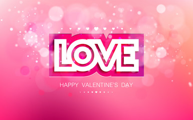 Vector inscription love cut on a pink background