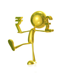 Golden character with rupees and pound sign