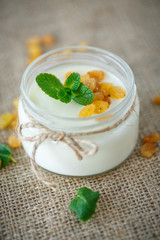 home sweet yogurt with raisins