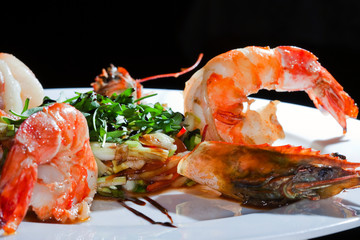 shrimp on a white plate