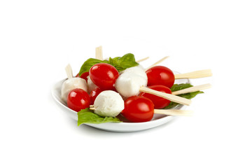 Caprese salad on a sticks. Selective focus.