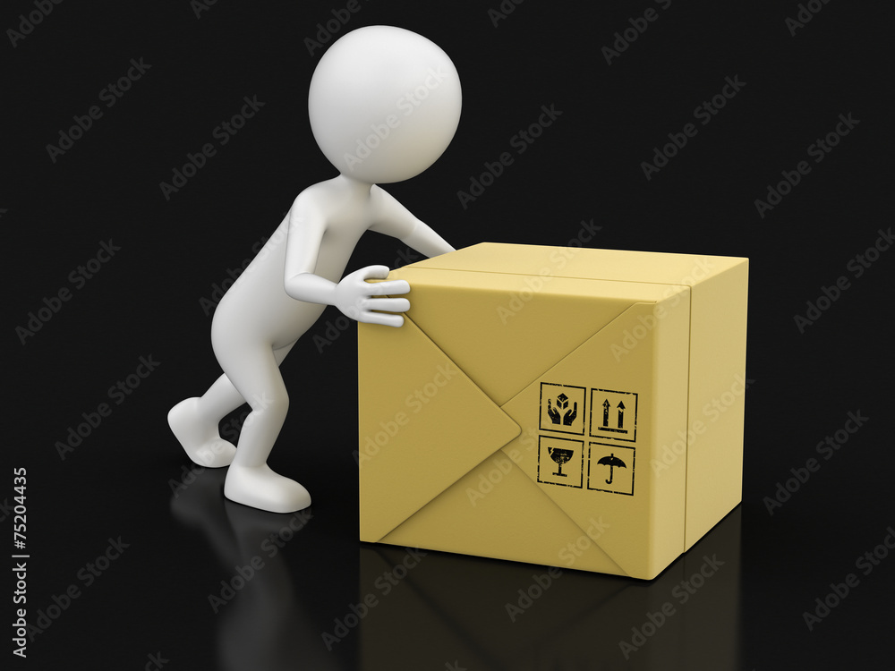 Poster man and package (clipping path included)