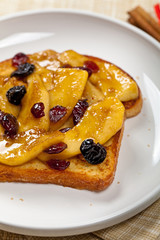 French toast with caramelized apples for breakfast.