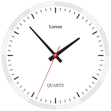 Classic clock without numbers placed on white