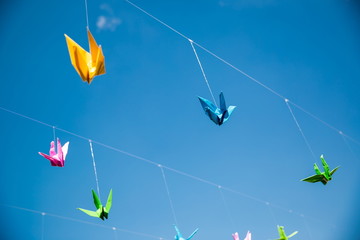 Origami cranes - Stock Image