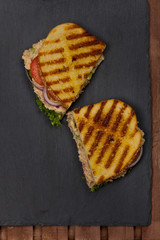 Grilled Tuna Panini Sandwich. Selective focus.