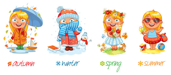 Baby girl and the four seasons