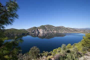 beautiful lake surrounded by mountains