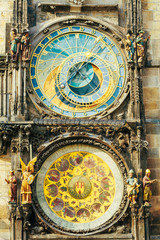 Astronomical Clock In Prague, Czech Republic. Close Up Photo