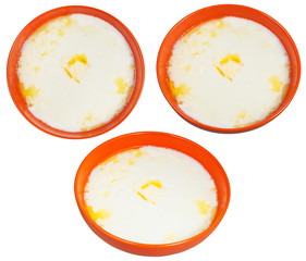 set of semolina porridge with melting butter